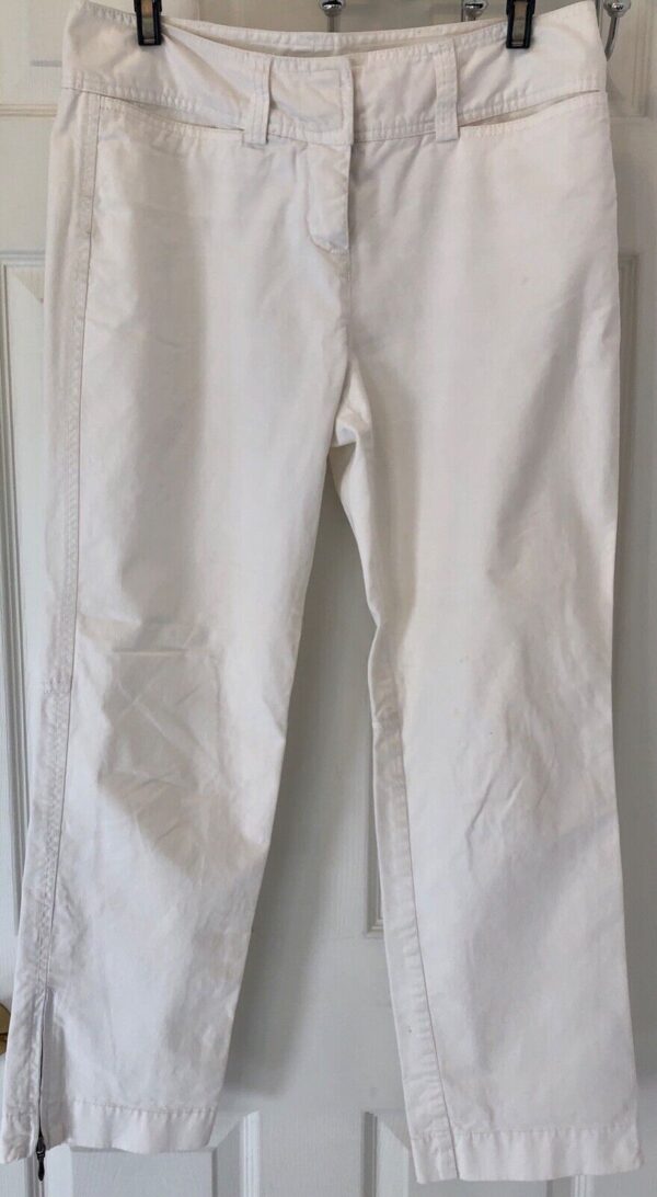 DKNY PANTS LADIES SIZE 6 WHITE ANKLE ZIP COTTON STRETCH STRAIGHT LEG SZ 6 EUC!