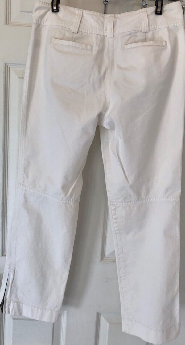 DKNY PANTS LADIES SIZE 6 WHITE ANKLE ZIP COTTON STRETCH STRAIGHT LEG SZ 6 EUC! - Image 4