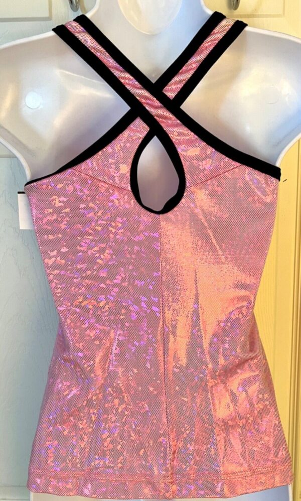 GK DANCE JAZZ ADULT SMALL PINK FOIL CRISSCROSS STRAPS NYLON/SPAND TOP Sz AS NWT! - Image 6