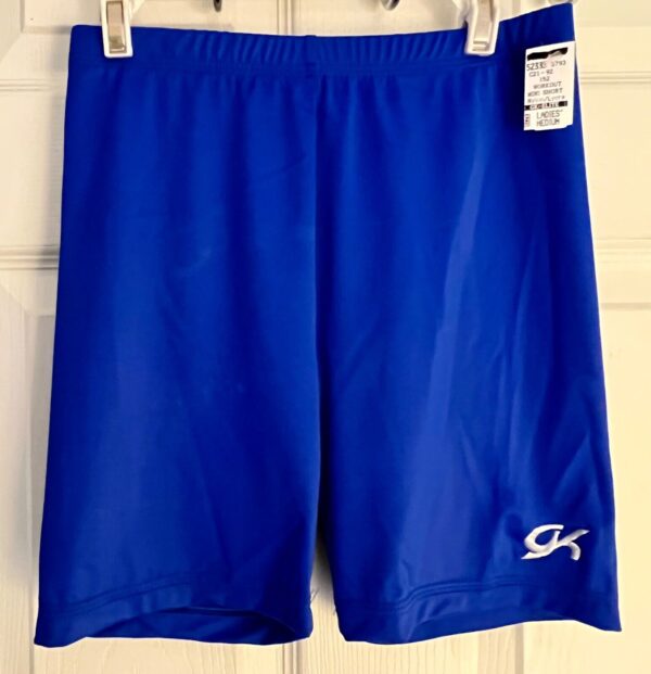 GK ADULT MEDIUM MINI WORKOUT SHORTS ROYAL NYLON/SPANDEX GYMNASTIC DANCE CHEER AM