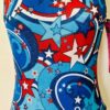 GK LEOTARD ADULT SMALL PATRIOTIC FOIL STAR PRINT RACERBACK GYMNASTICS DANCE AS
