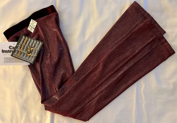 GK DANCE JAZZ PANTS CHILD MEDIUM BURGUNDY FOIL VELVET WAISTBAND HIP HUGGER Sz CM - Image 8