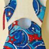 GK LEOTARD ADULT SMALL PATRIOTIC FOIL STAR PRINT RACERBACK GYMNASTICS DANCE AS - Image 2