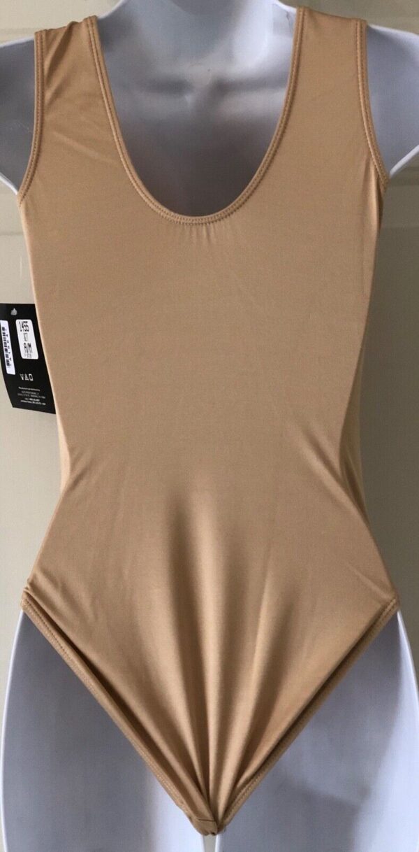 GK Elite TANK LINER ADULT MEDIUM Nylon/Spandex NATURAL TONED LEOTARD Sz AM NWT! - Image 2