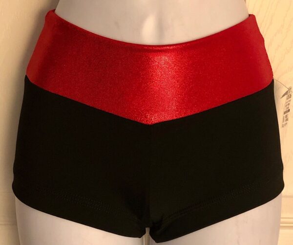 GK CHEER SHORT ADULT X-SMALL RED FOIL BLACK N/S DRYTECH GYM DANCE WORKOUT AXS