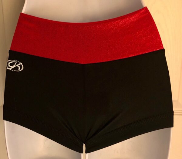 GK CHEER SHORT ADULT X-SMALL RED FOIL BLACK N/S DRYTECH GYM DANCE WORKOUT AXS - Image 2