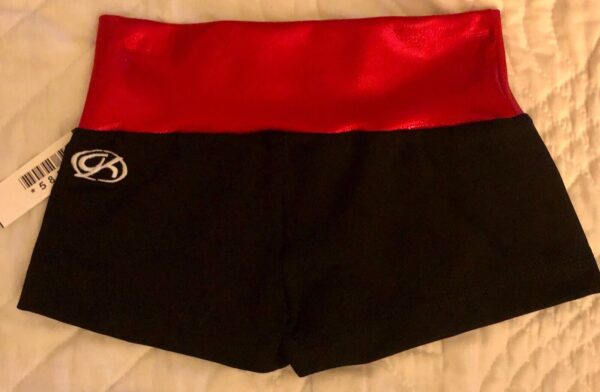 GK CHEER SHORT ADULT X-SMALL RED FOIL BLACK N/S DRYTECH GYM DANCE WORKOUT AXS - Image 3