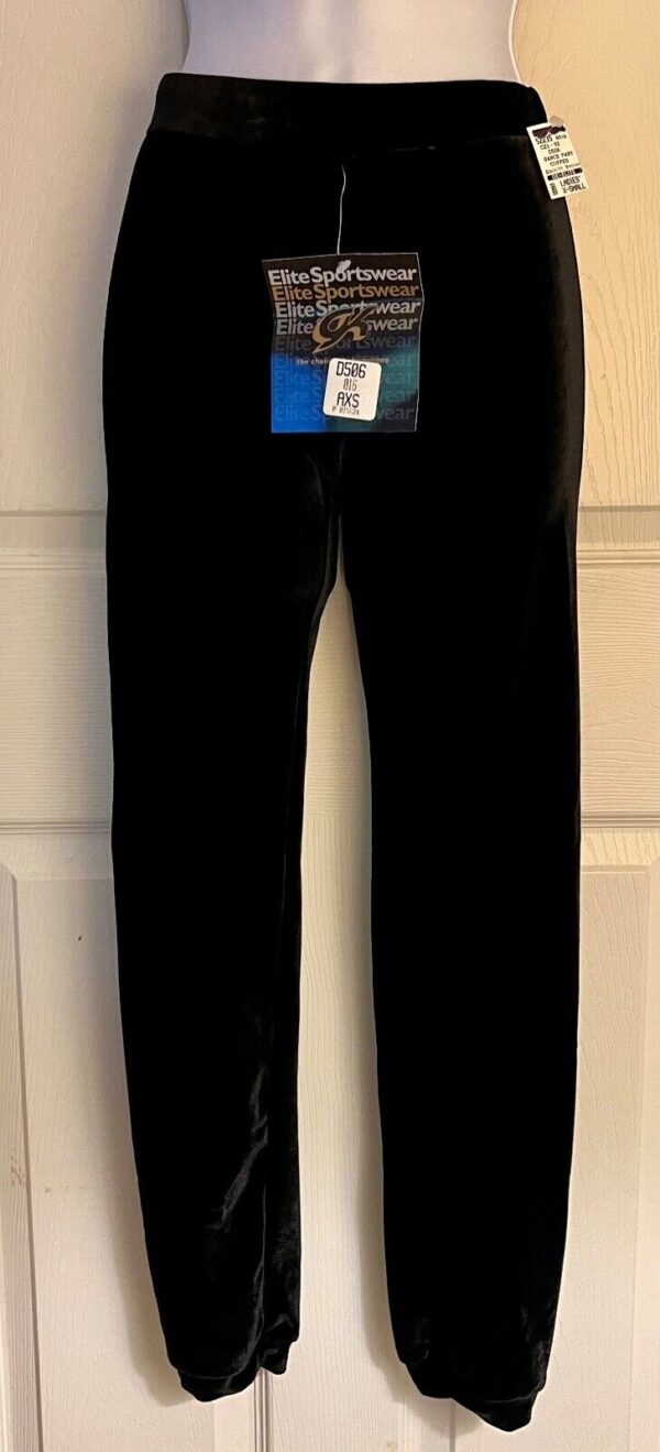 GK DANCE JAZZ LADIES X-SMALL BLACK VELVET CUFFED DRESS PERFORMANCE PANTS XS NWT!