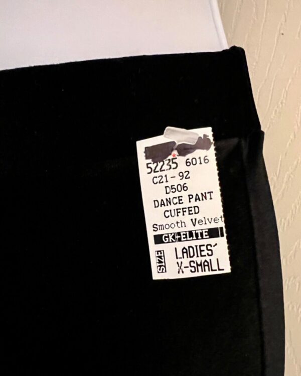 GK DANCE JAZZ LADIES X-SMALL BLACK VELVET CUFFED DRESS PERFORMANCE PANTS XS NWT! - Image 3