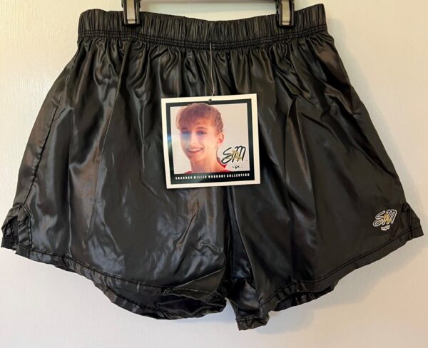 GK SHANNON MILLER BOXERS CHILD LARGE BLACK SHINY NYLON GYMNASTS CHEER ATHLETIC L