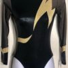 GK LONG SLEEVE ADULT SMALL BLACK MYSTIQUE GOLD FOIL MESH DANCE LEOTARD
