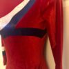 GK ADULT SMALL RED VELVET LgSLV BLUE WHITE FOIL GYMNASTICS DANCE LEOTARD Sz AS - Image 5