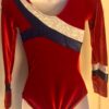 GK ADULT SMALL RED VELVET LgSLV BLUE WHITE FOIL GYMNASTICS DANCE LEOTARD Sz AS - Image 6