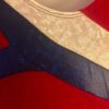 GK ADULT SMALL RED VELVET LgSLV BLUE WHITE FOIL GYMNASTICS DANCE LEOTARD Sz AS - Image 7
