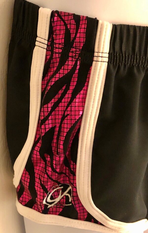 CHEER GK ELITE SPORTY GIRLS MEDIUM BLACK POLY FUNKY RED ZEBRA ATHLETIC SHORT CM - Image 4