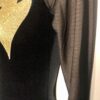 GK LONG SLEEVE ADULT SMALL BLACK MYSTIQUE GOLD FOIL MESH DANCE LEOTARD - Image 5