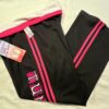 GK TUMBLE SIZE LADIES LARGE BLACK COTTON PINK TRIM FOLD-OVER WAIST CAPRIS Sz L