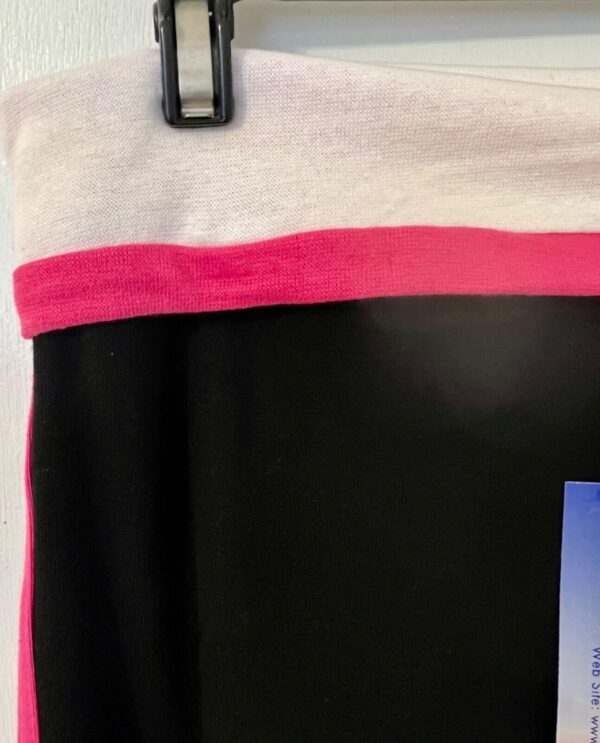 GK TUMBLE SIZE LADIES LARGE BLACK COTTON PINK TRIM FOLD-OVER WAIST CAPRIS Sz L - Image 4