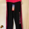GK TUMBLE SIZE LADIES LARGE BLACK COTTON PINK TRIM FOLD-OVER WAIST CAPRIS Sz L - Image 7