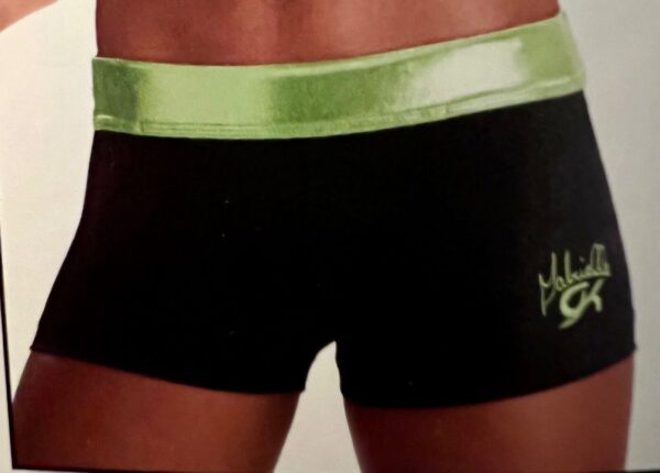 GABRIELLE DOUGLAS CHILD LARGE LEMON LIME FOIL BLACK DRY TECH GYMNAST SHORTS CL T