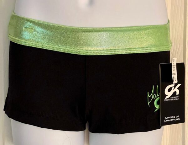 GABRIELLE DOUGLAS CHILD LARGE LEMON LIME FOIL BLACK DRY TECH GYMNAST SHORTS CL T - Image 2