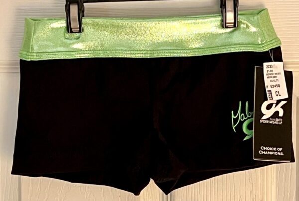 GABRIELLE DOUGLAS CHILD LARGE LEMON LIME FOIL BLACK DRY TECH GYMNAST SHORTS CL T - Image 4