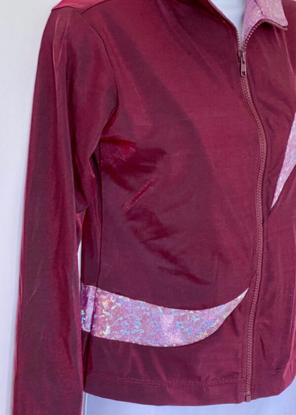 GK BURGUNDY IRIDESCENT UNISEX SMALL LONG SLEEVE AZALEA QUARTZ WARM UP JACKET AS - Image 4