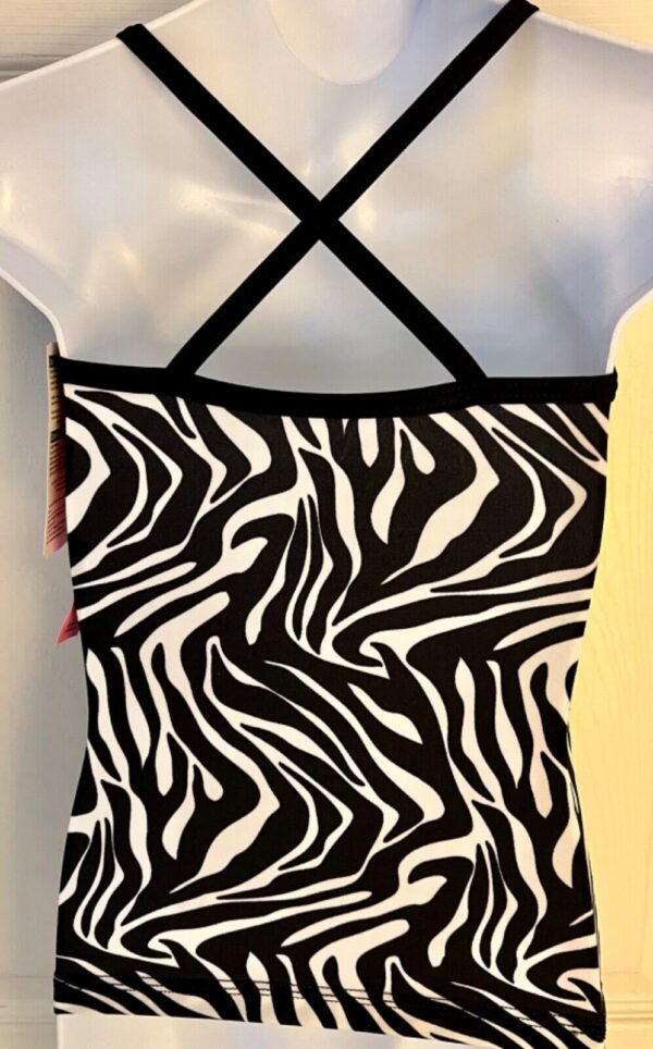 GK DANCE JAZZ CHILD MEDIUM ZEBRA PRINT STRAPS CAMI NYLON/SPAND SPORTS TOP M NWT! - Image 4