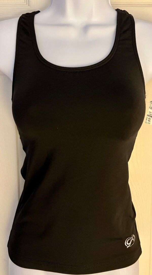 GK CHEER LADIES SMALL SLVLS BLACK NYLON DRY TECH MESH RACERBACK TOP Sz S NWT!