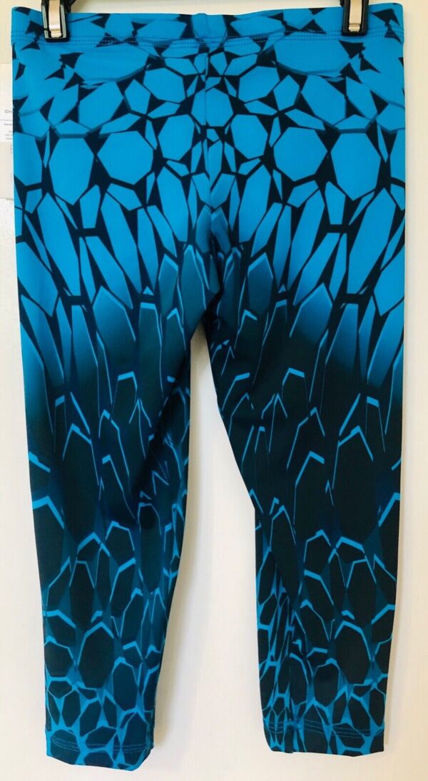 GK Elite Capri Tights ADULT X-SMALL  Mosaic Print Nylon Spandex BLUE BLACK AXS - Image 4