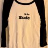 GK TEE LADIES MEDIUM LGSLV  "IS FOR SKATE" GRAPHICS COTTON BASEBALL T-SHIRT SZ M - Image 6