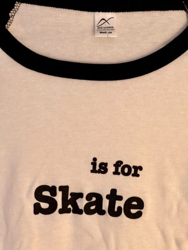 GK TEE LADIES MEDIUM LGSLV  "IS FOR SKATE" GRAPHICS COTTON BASEBALL T-SHIRT SZ M - Image 7