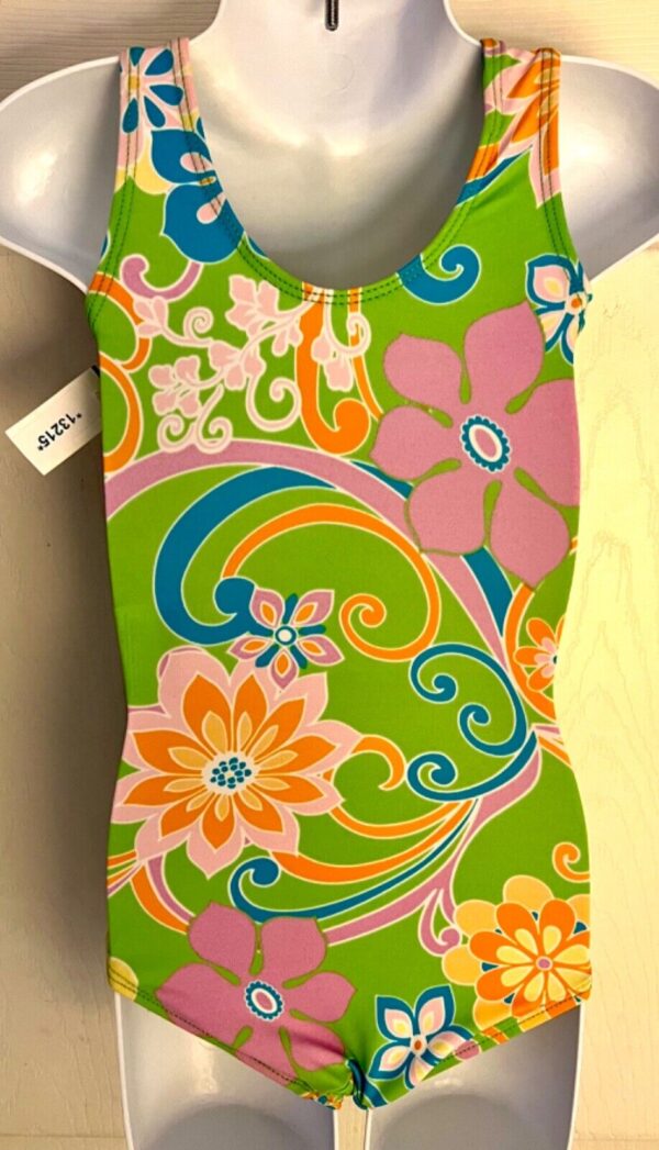 GK BRIGHT FLORAL PRINT CHILD X-SMALL GYMNASTICS DANCE SWIM TANK LEOTARD XS NWT! - Image 6