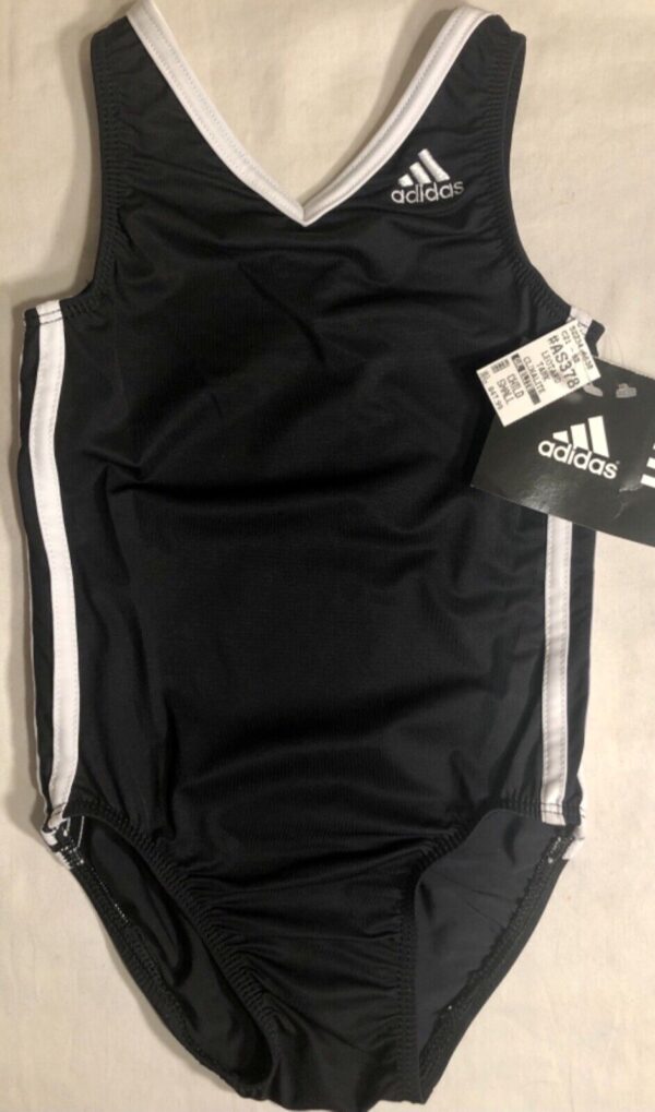 ADIDAS TANK GK CHILD SMALL BLACK WHITE CLIMALITE GYMNASTS DANCE LEOTARD CS - Image 2