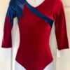 GK 3/4 SLV RED VELVET ADULT SMALL BLUE SHIMMER GYMNASTICS DANCE LEOTARD AS NWT