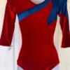 GK 3/4 SLV RED VELVET ADULT SMALL BLUE SHIMMER GYMNASTICS DANCE LEOTARD AS NWT - Image 3