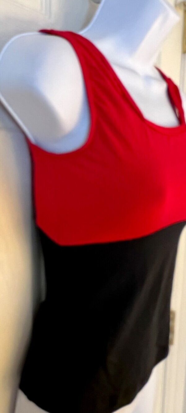 GK DANCE JAZZ ADULT SMALL RED & BLACK NYLON/SPANDEX CHEER FITNESS TANK TOP Sz AS - Image 3