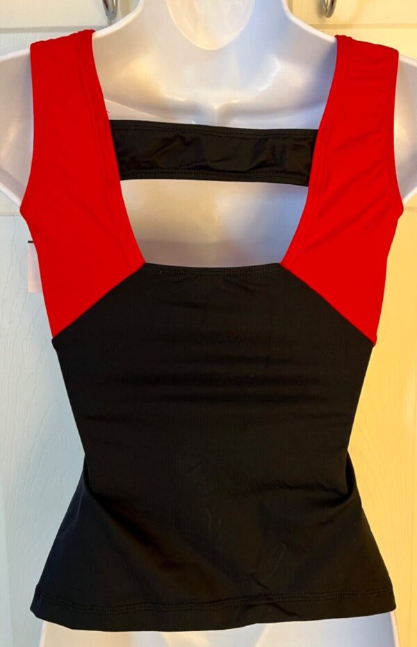 GK DANCE JAZZ ADULT SMALL RED & BLACK NYLON/SPANDEX CHEER FITNESS TANK TOP Sz AS - Image 5