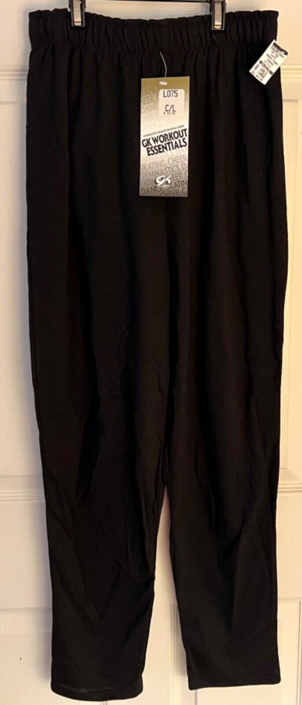 GK "DANCE" BLACK PANTS GIRL'S LARGE COTTON DANCE PRINT FOLD WAIST ELASTIC  SZ L - Image 2