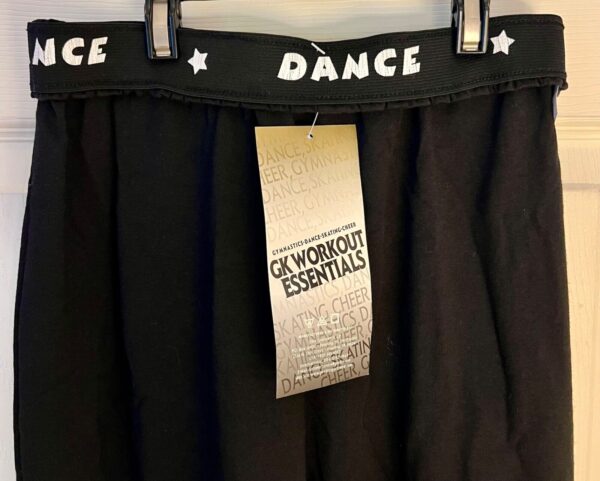 GK "DANCE" BLACK PANTS GIRL'S LARGE COTTON DANCE PRINT FOLD WAIST ELASTIC  SZ L - Image 3