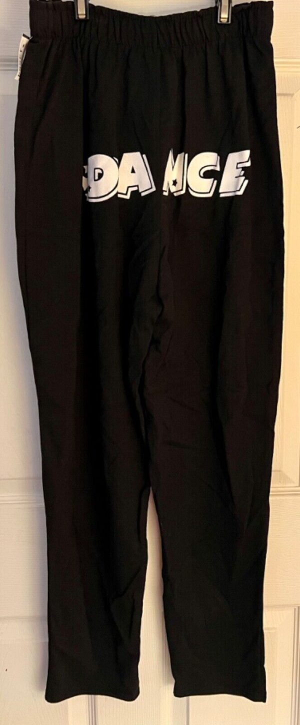 GK "DANCE" BLACK PANTS GIRL'S LARGE COTTON DANCE PRINT FOLD WAIST ELASTIC  SZ L - Image 4