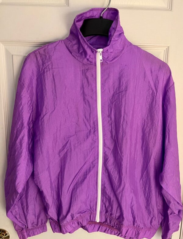 GK WARM UP JACKET ADULT  MEDIUM PURPLE CRINKLE NYLON GYMNASTIC CHEER OUTDO0RS M - Image 2