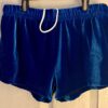 GK BLUE VELVET CHILD LARGE MICRO MINI DANCE GYMNAST CHEER COMPETITION SHORTS L - Image 3