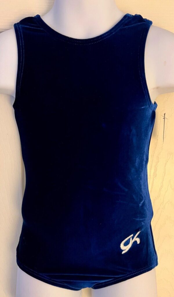 GK NAVY CHILD X-SMALL CLASSIC VELVET BALLET DANCE GYMNASTICS TANK LEOTARD SZ XS