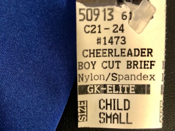 GK ELITE NYLON/SPANDEX CHILD SMALL CHEERLEADER BOY CUT BREIF BLUE CS NWT! - Image 4