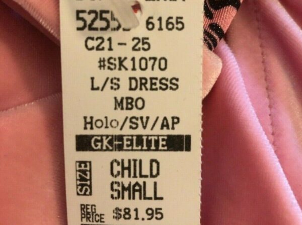 GK ICE SKATE LgSLV GIRLS SMALL PINK VELVET FOIL FLORAL PRINT DRESS Sz CS NWT! - Image 7