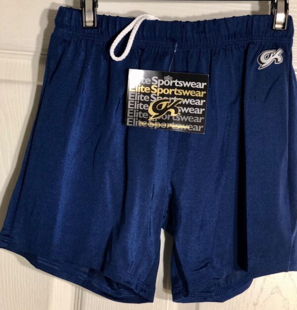 GK CHILD LARGE NAVY COMPETITION GYMNASTICS RUNNING FITNESS NYLON SHORTS SZ L NWT - Image 5