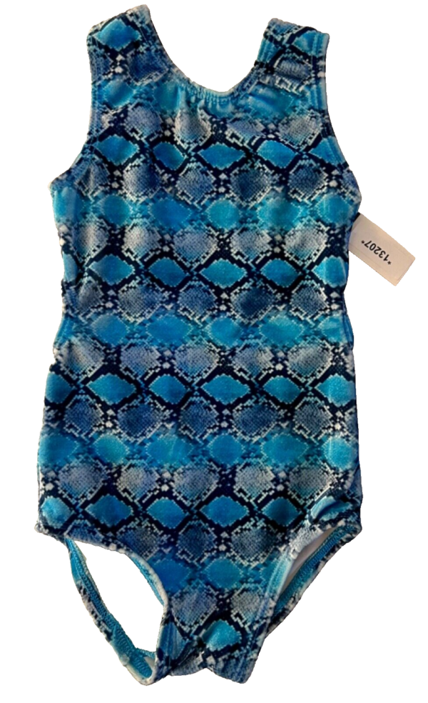 GK CHILD X-SMALL TEAL GRAY SNAKE PRINT GYMNASTICS DANCE TANK LEOTARD XS NWT - Image 7