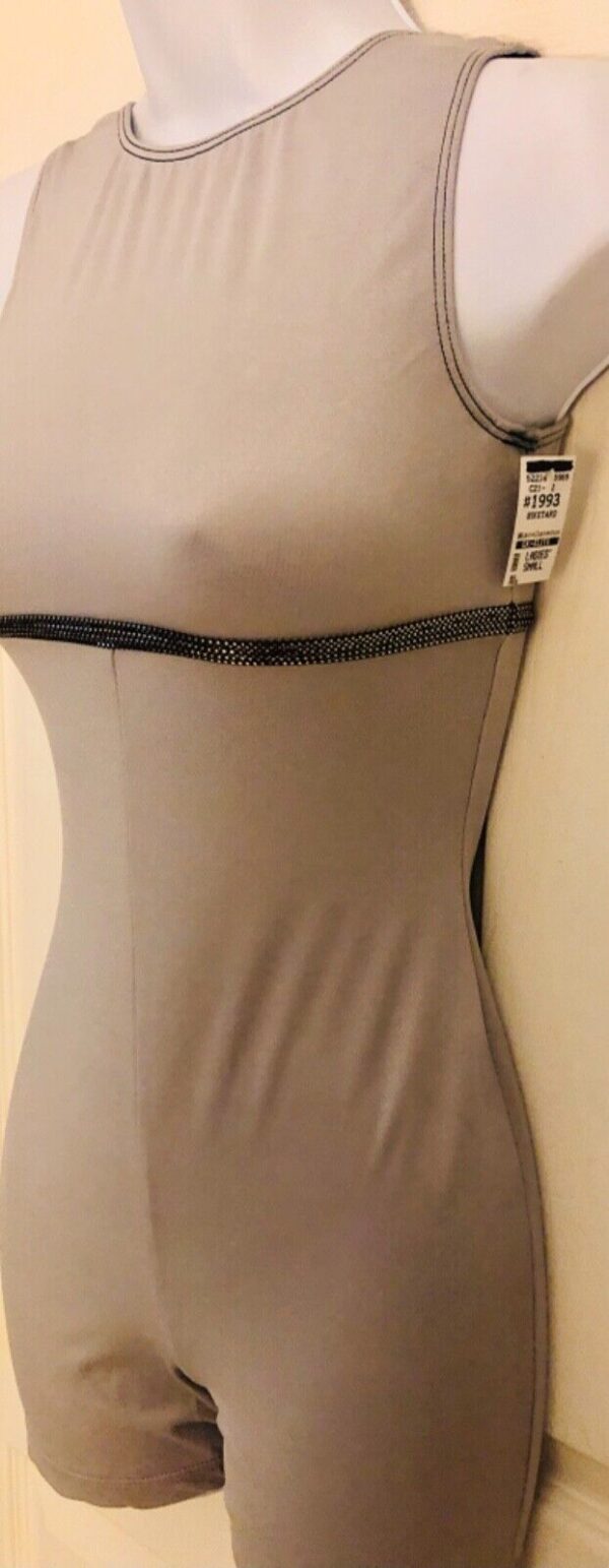 GK BIKETARD ADULT SMALL GRAY NYLON/SPANDEX FOIL TRIM DANCE GYMNASTIC TANK Sz AS - Image 4