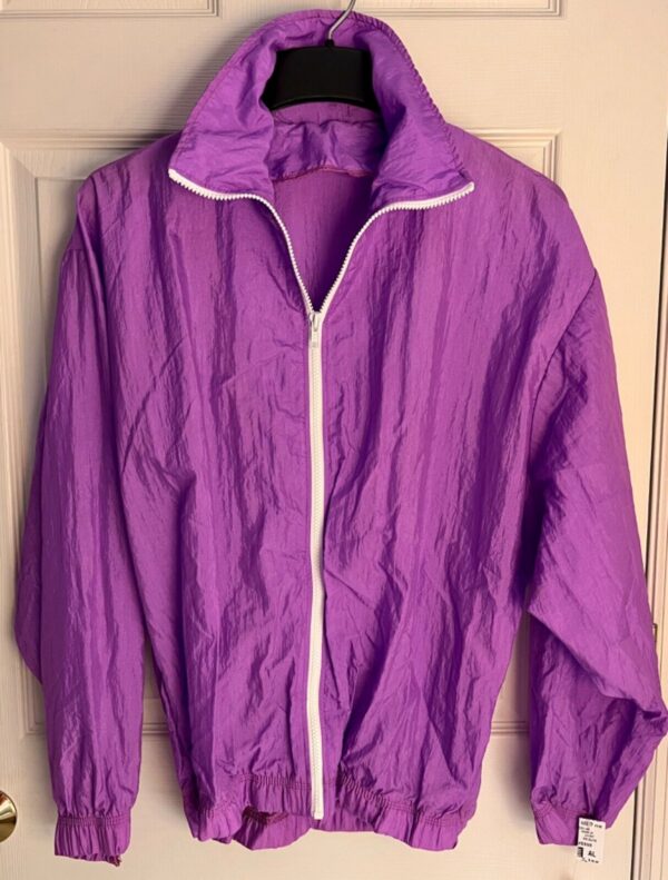 GK WARM UP JACKET ADULT LARGE PURPLE CRINKLE NYLON GYMNASTIC CHEER OUTDO0RS Sz L